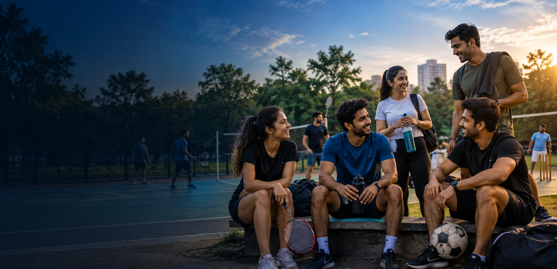 Friends enjoying sports together outdoors